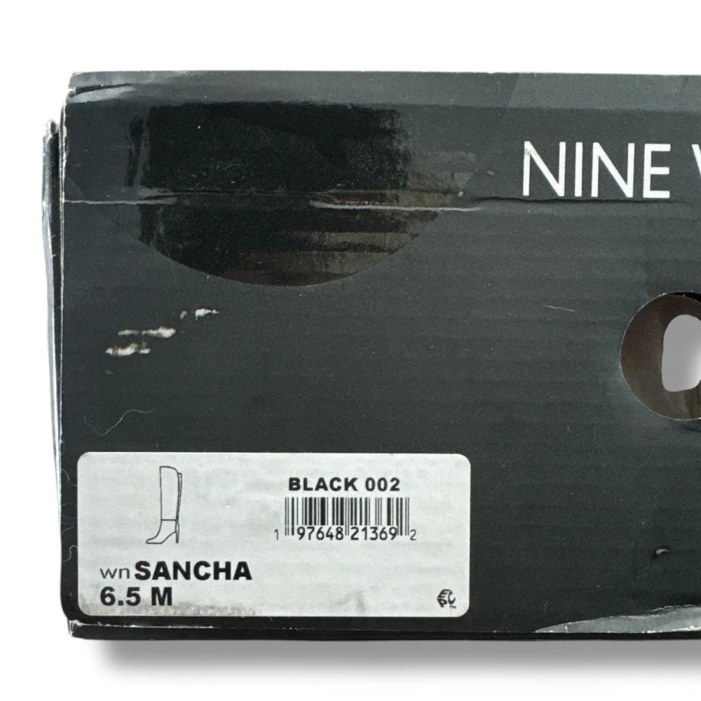 NINE WEST SANCHA Black Suede Knee High Boots Women's‎ Size 6.5 Medium Heel NIB